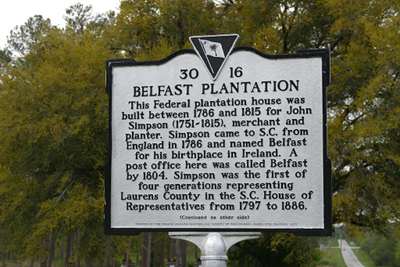 Belfast Plantation Marker 2016 - Laurens County, South Carolina